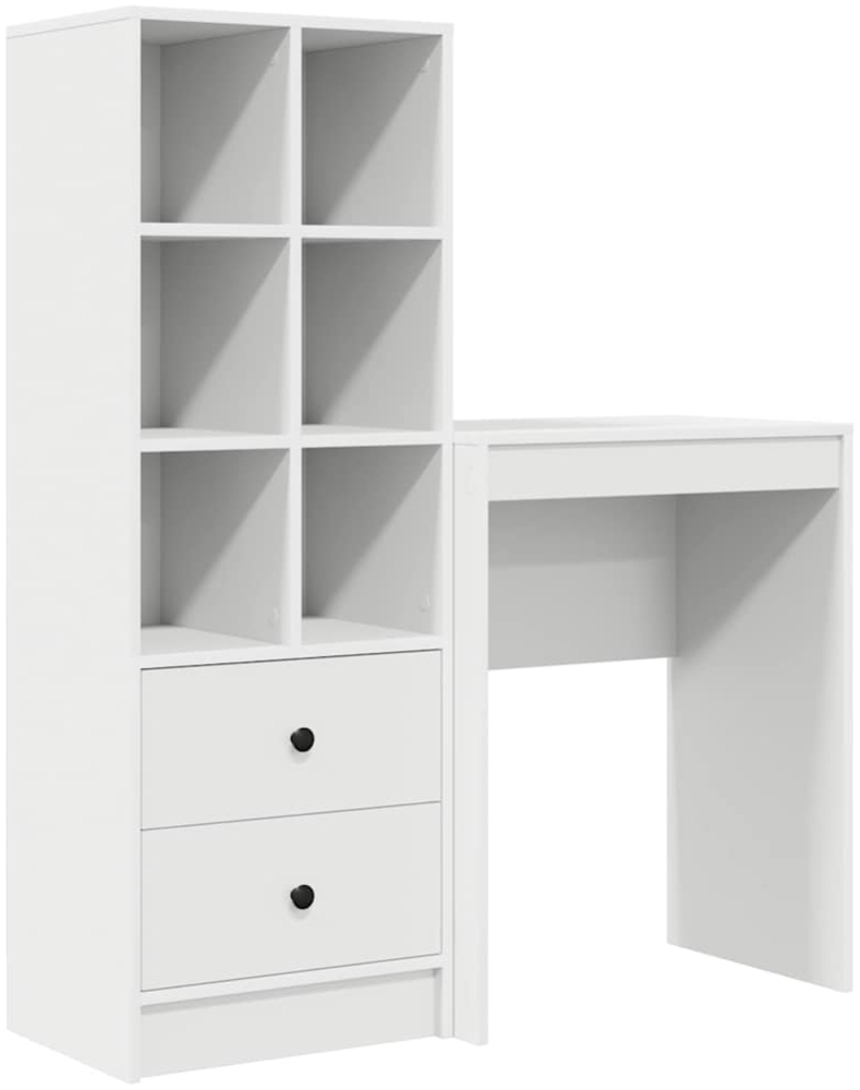 vidaXL Schreibtisch mit Stauraum mit Regal 2 pcs Weiß Holzwerkstoff 3337297 Bild 1