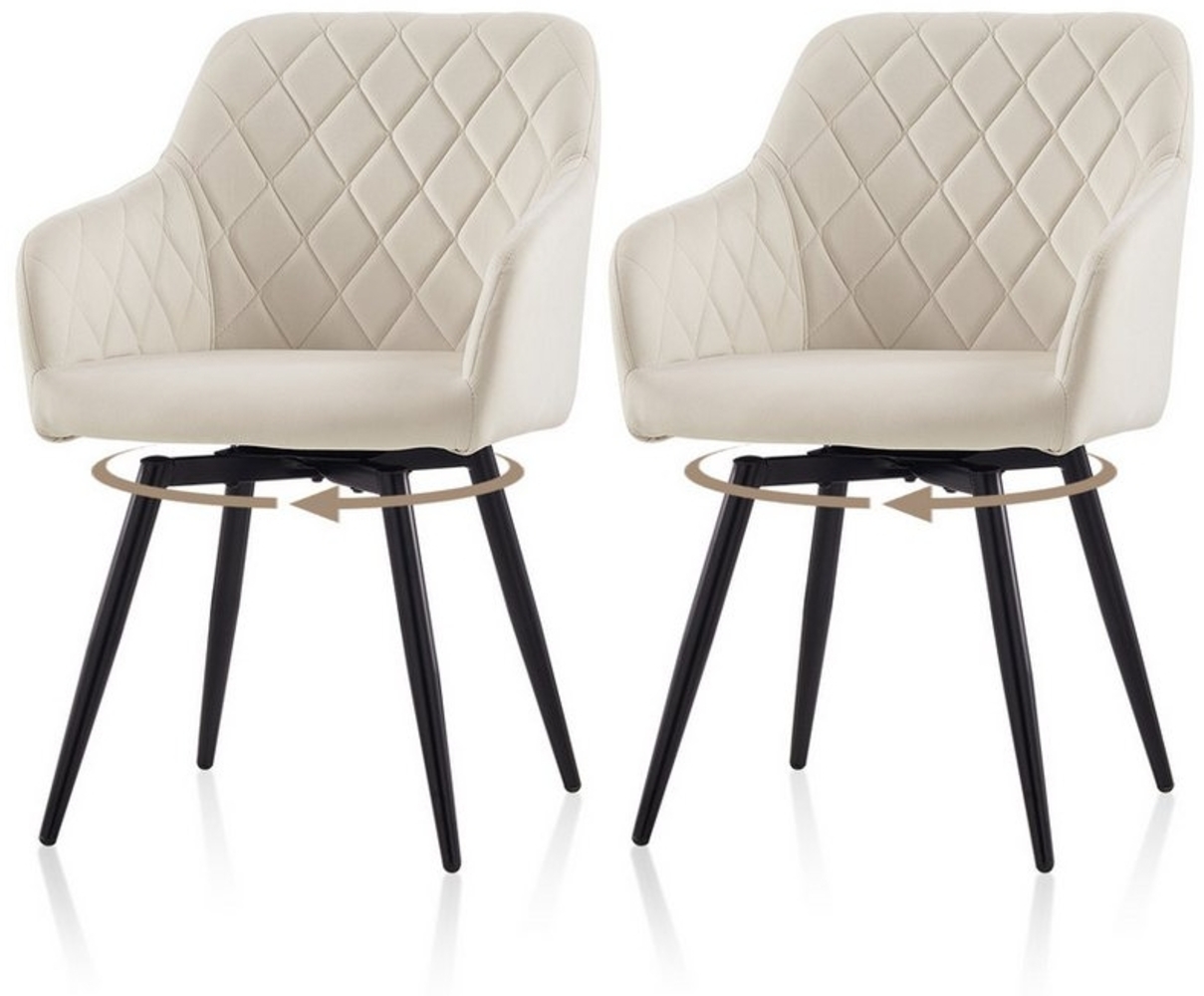 Ofcasa Esszimmerstuhl Drehstuhl (2er Set), Gepolsterter Küchenstuhl aus Samt Bild 1