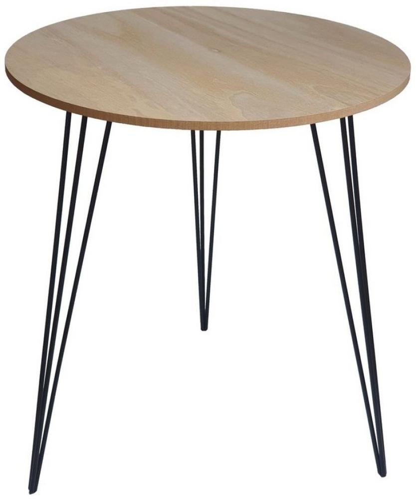 Meinposten Beistelltisch Couchtisch rund Holz Metall Tisch Nachttisch Holztisch Blumenhocker (1-St), Durchmesser: 40 cm Höhe: 45 cm Stärke der Holzplatte: 1 cm Bild 1