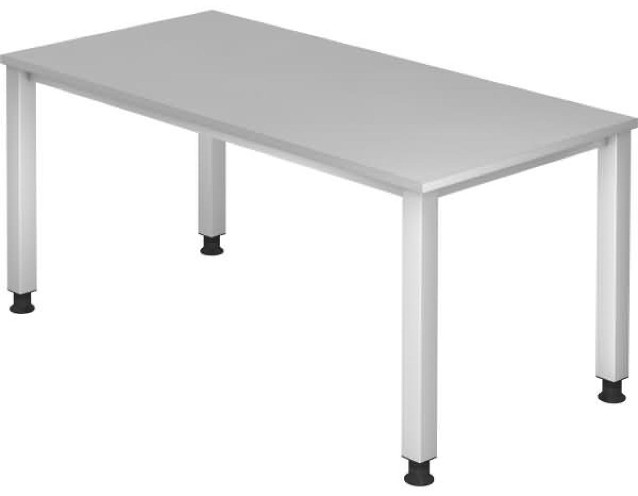 Schreibtisch QS16 4Fuß eckig 160x80cm Grau Gestellfarbe: Silber Bild 1