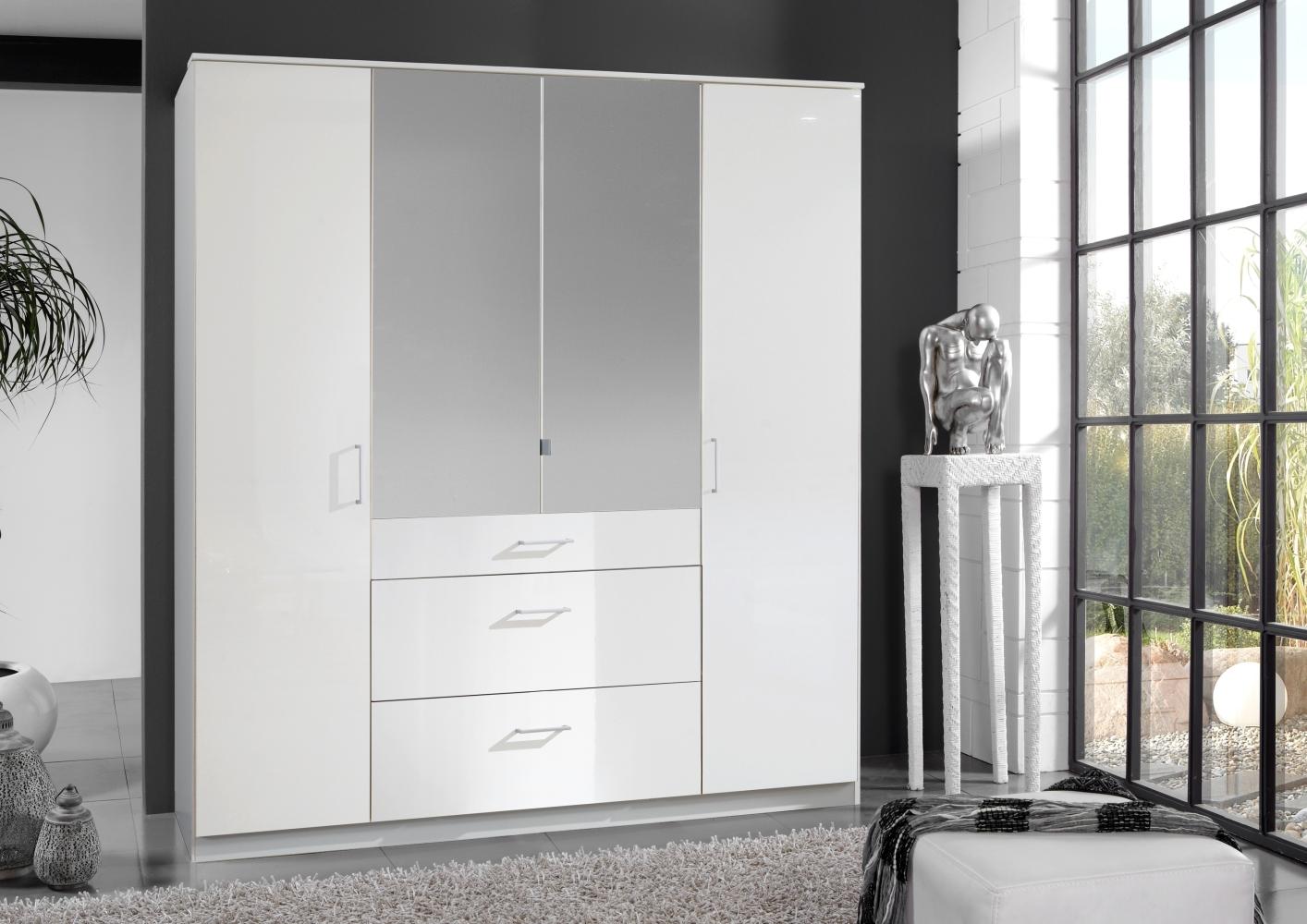 Drehtürenschrank >Clack< in HOCHGLANZ LACK WEISS - 179x199x58cm (BxHxT) Bild 1