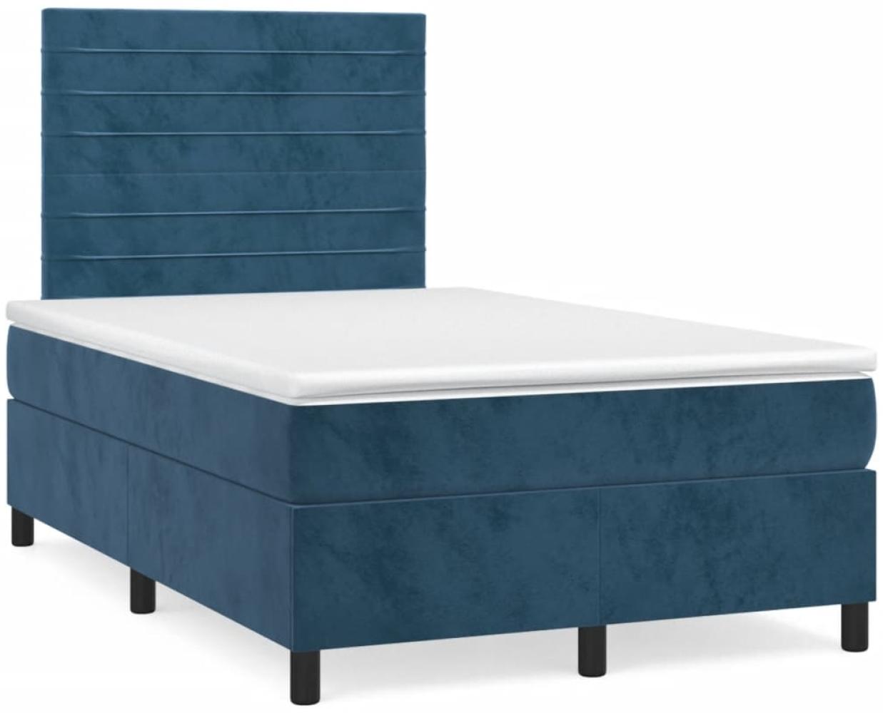 vidaXL Boxspringbett mit Matratze & LED Dunkelblau 120x190 cm Samt 3270321 Bild 1