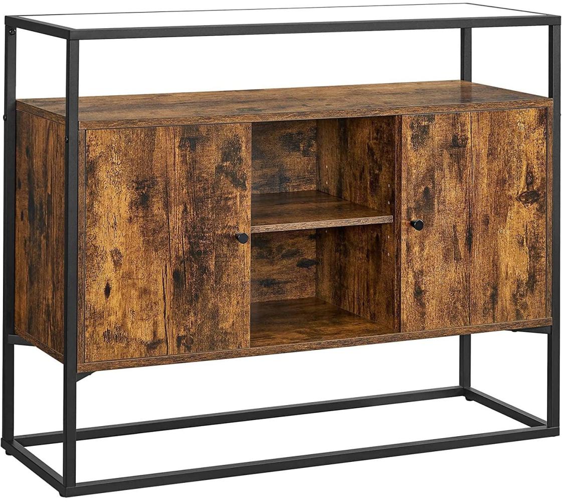 Sideboard, Küchenschrank mit Glasoberfläche, vintage braun-schwarz Bild 1