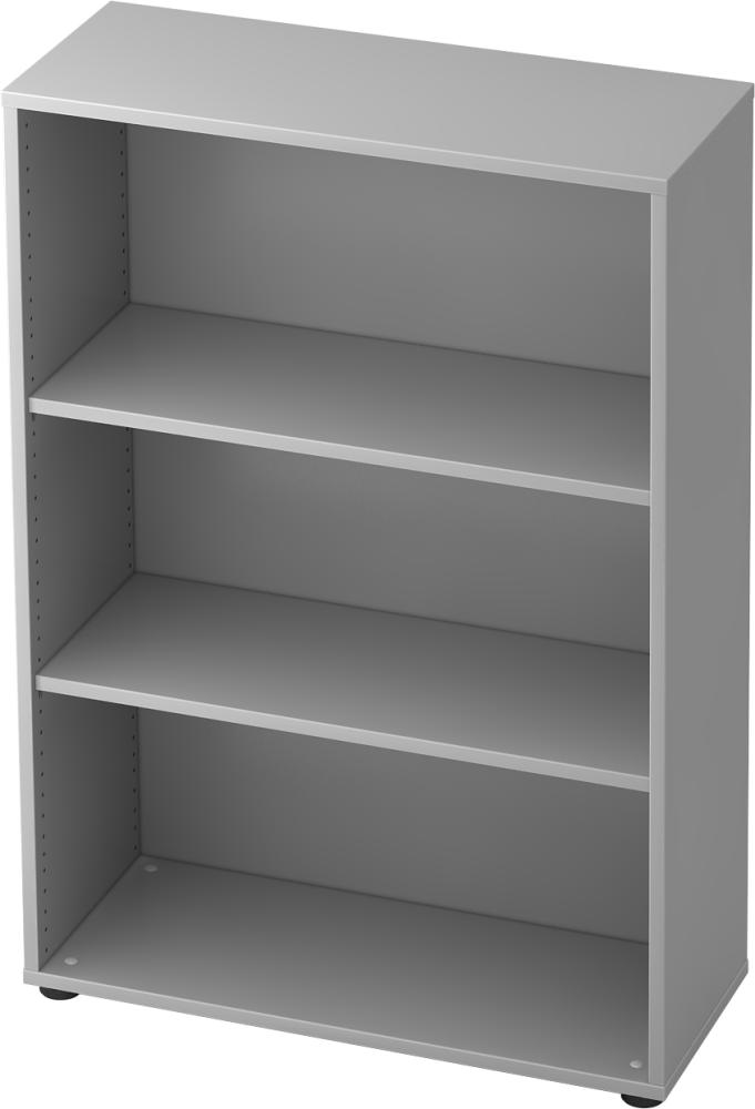 bümö Regal grau, Standregal aus Holz für 3 Ordnerhöhen - Bücherregal klein 80 cm breit, Aktenregal für Ordner & Bücher, kleines Büroregal, Holzregal, Ordnerregal, Buchregal Dachschräge, 4500-5 Bild 1