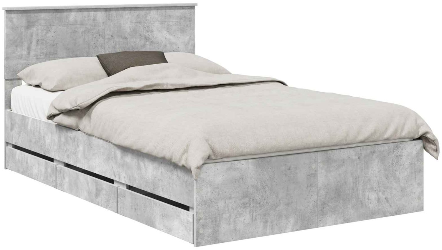 vidaXL Bettrahmen mit Kopfteil Beton Grau 120 x 190 cm Ingenieurs Holz 3408001 Bild 1