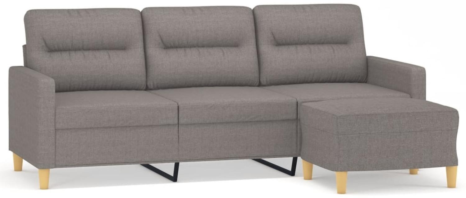 vidaXL 3-Sitzer-Sofa mit Hocker Hellgelb 180 cm, Taupe Bild 1