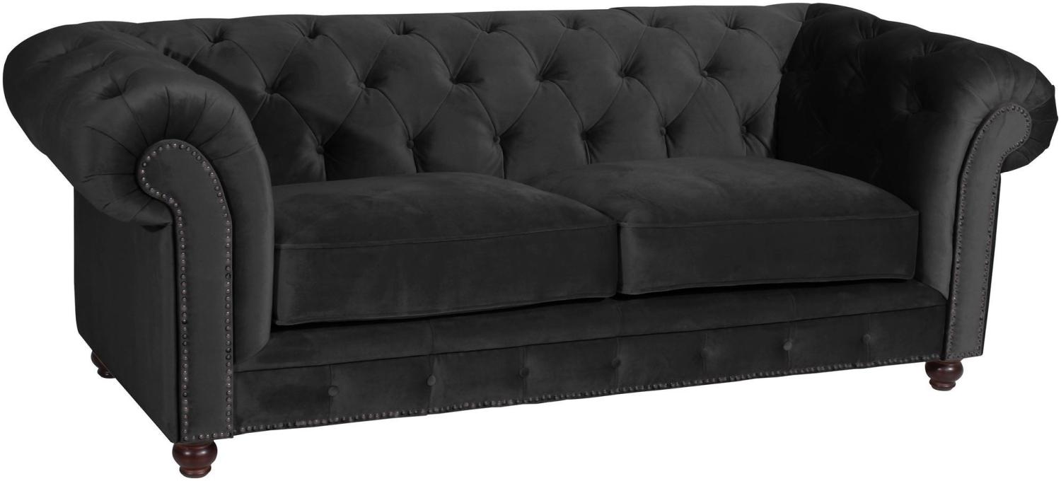 Sofa 2,5-Sitzer Kathe Bezug Samtvelours Buche nussbaum dunkel / schwarz 22502 Bild 1