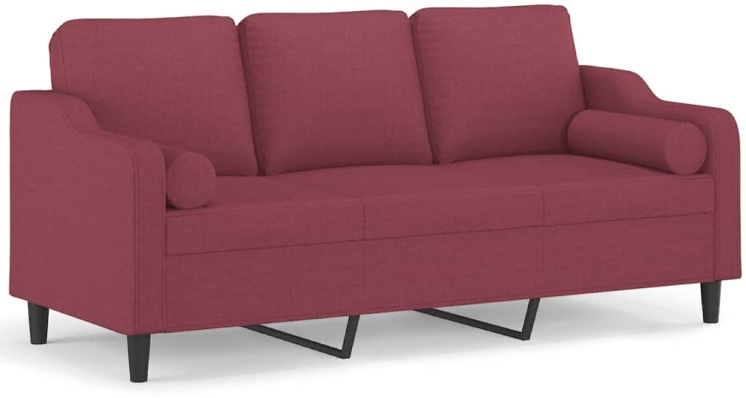 vidaXL 3-Sitzer-Sofa mit Zierkissen Weinrot 180 cm Stoff 3200859 Bild 1