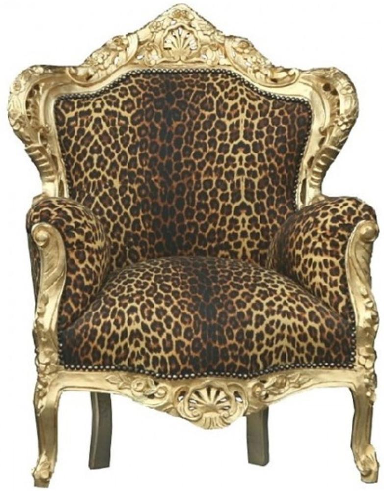 Casa Padrino Barock Sessel King Leopard / Gold - Luxus Antik Stil Möbel Bild 1