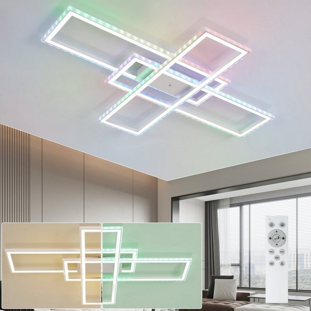 Nettlife LED Deckenleuchte Schlafzimmer RGB Dimmbar mit Fernbedienung Deckenbeleuchtung, RGB Farbwechsel, LED fest integriert, für Wohnzimmer Küche Flur 50W Bild 1
