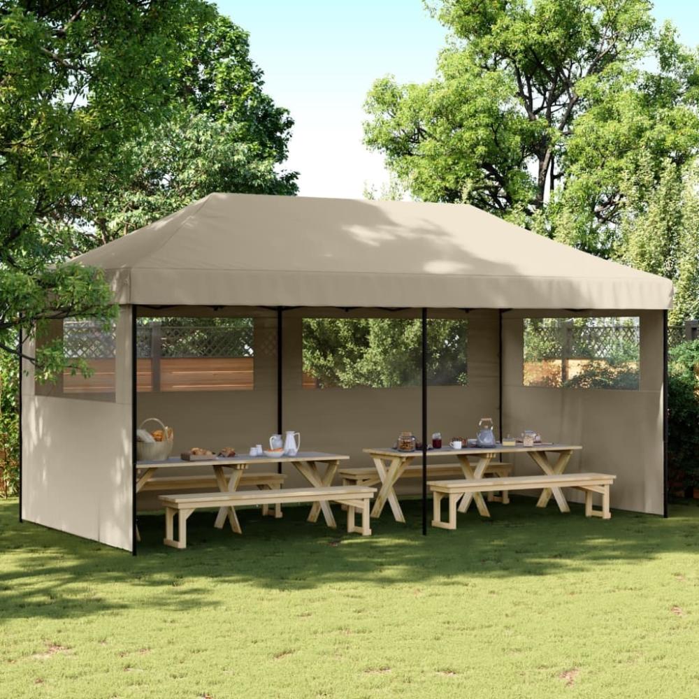 vidaXL Partyzelt Faltbar Pop-Up mit 3 Seitenteilen Taupe 4004946 Bild 1