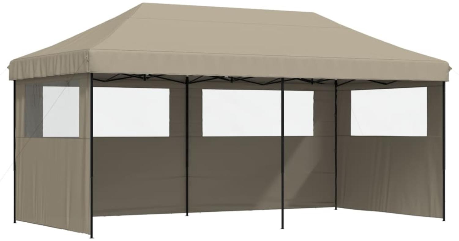vidaXL Pop-Up Partyzelt, faltbar, mit 3 Seitenteilen, Stahl / PE, Taupe, 315 x 292 x 580 cm Bild 1