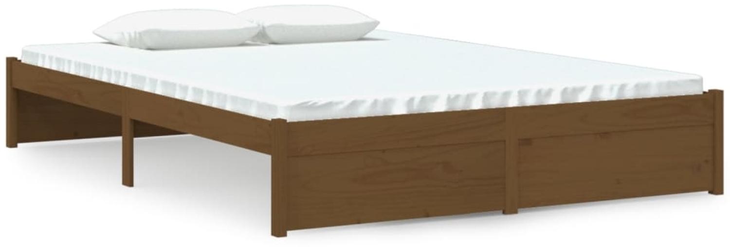 vidaXL Massivholzbett Honigbraun 140x190 cm Bild 1