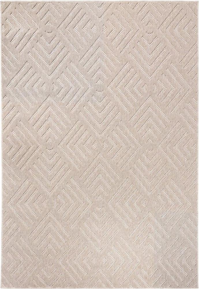 Mazovia Designteppich In- & Outdoor Teppich Wetterfest & UV-beständig Balkon - Beige Cream, 60 x 100 cm, Höhe 6 mm, Kurzflor - niedrige Florhöhe, Weich, Pflegeleicht, Flachgewebe Bild 1