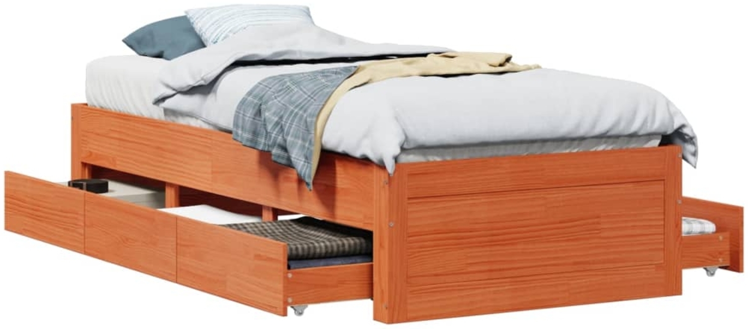 vidaXL Massivholzbett ohne Matratze mit Schubladen Braun 90x200 cm 3308815 Bild 1