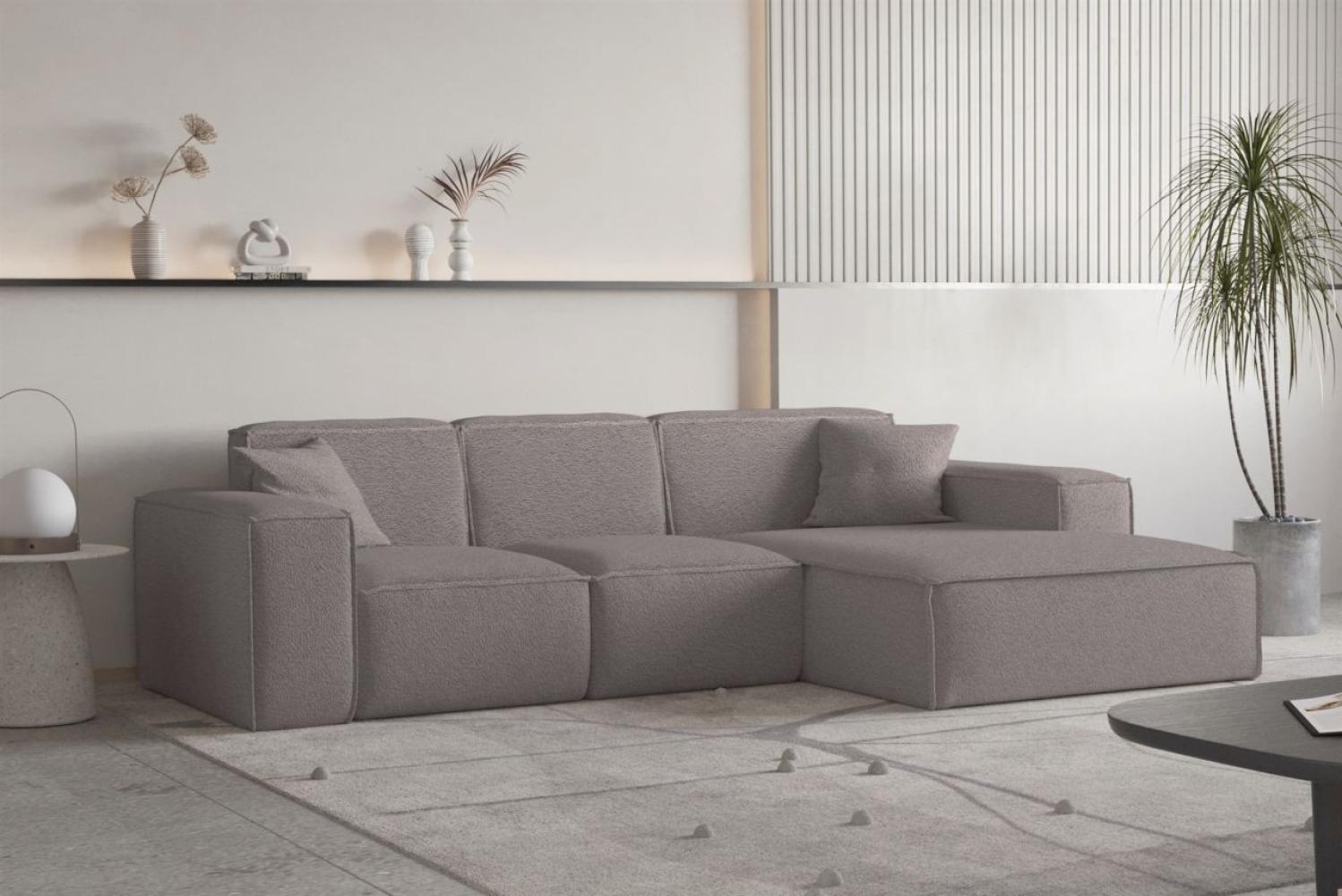 Ecksofa Designersofa CELES PREMIUM Stoff Ascot Bukla Taupe Ottomane Rechts Bild 1