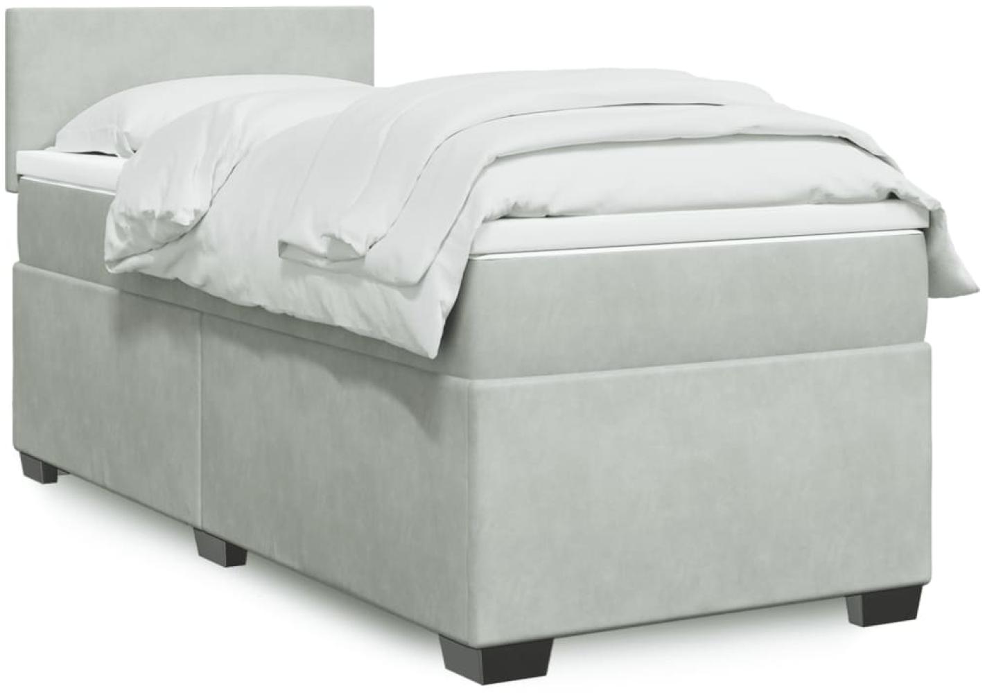 vidaXL Boxspringbett mit Matratze Hellgrau 90x190 cm Samt 3286180 Bild 1