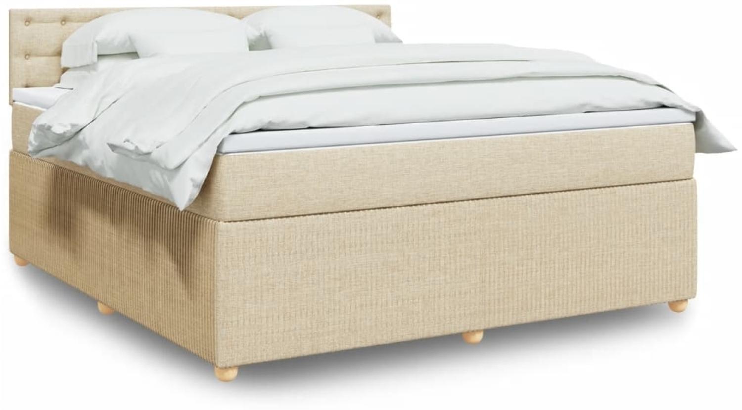 vidaXL Boxspringbett mit Matratze Creme 180x200 cm Stoff 3289854 Bild 1