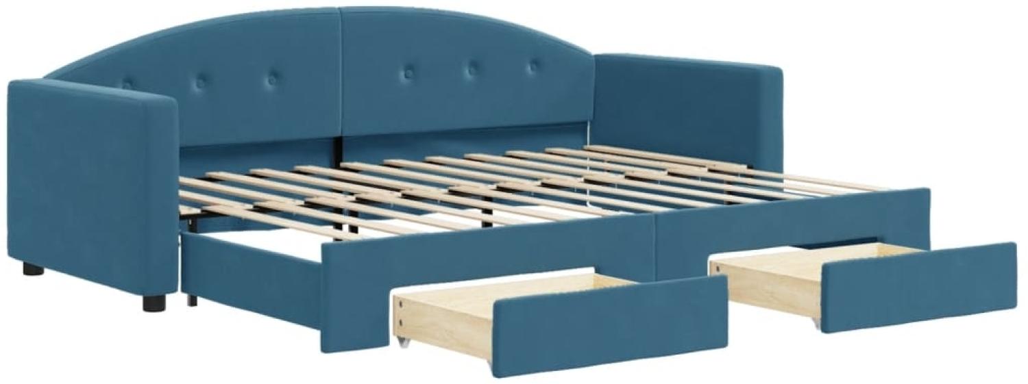 vidaXL Tagesbett Ausziehbar mit Schubladen Blau 80x200 cm Samt 3197341 Bild 1