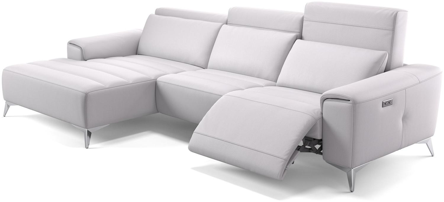 Sofanella Eckcouch BELLA Leder Wohnlandschaft Sofa in Weiß S: 253 x 163 Breite x 100 Tiefe Bild 1
