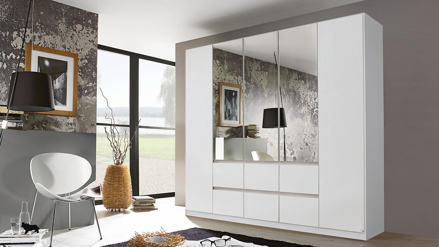 Kleiderschrank MAINZ Schrank weiß mit Spiegel 226x210 cm Bild 1