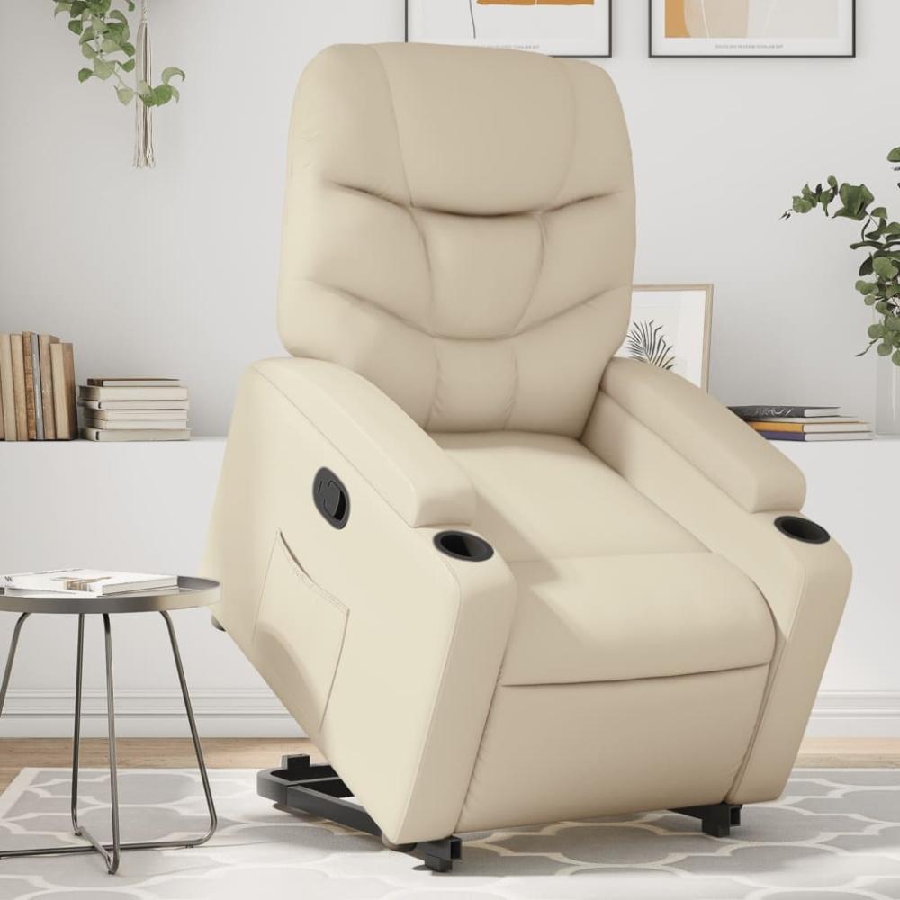 vidaXL Relaxsessel mit Aufstehhilfe Creme Kunstleder 3204659 Bild 1