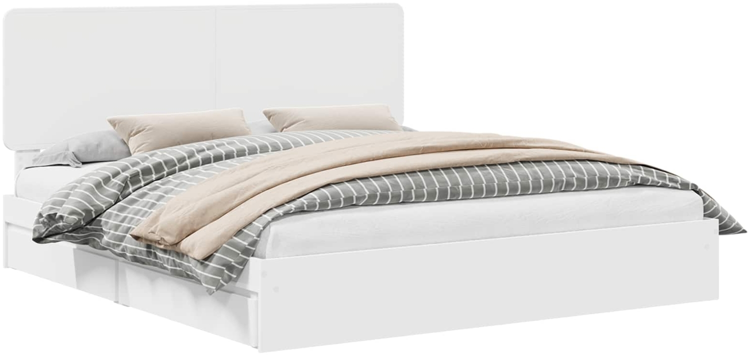 vidaXL Aufbewahrungsbett mit Kopfteil Weiß 200x200 cm Holzwerkstoff 3412651 Bild 1