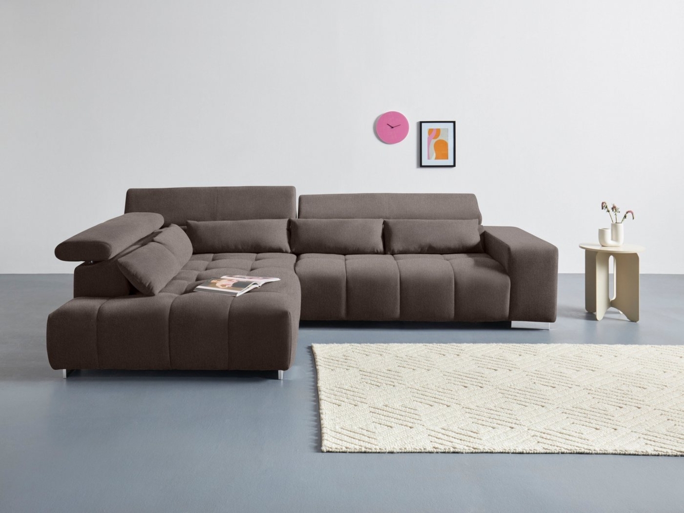 COTTA Ecksofa Orion L-Form, mit Kopfteilverstellung & 5 Nierenkissen Bild 1