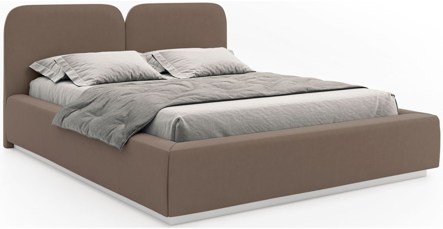 Selsey 'Comoves' Polsterbett 140x200 mit Veloursbezug, Bettkasten und Lattenrost, Braun Bild 1