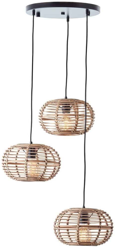 Brilliant AG Leuchten 99885-06 Pendelleuchte Woodball 3-flammig rund schwarz rattan Bild 1