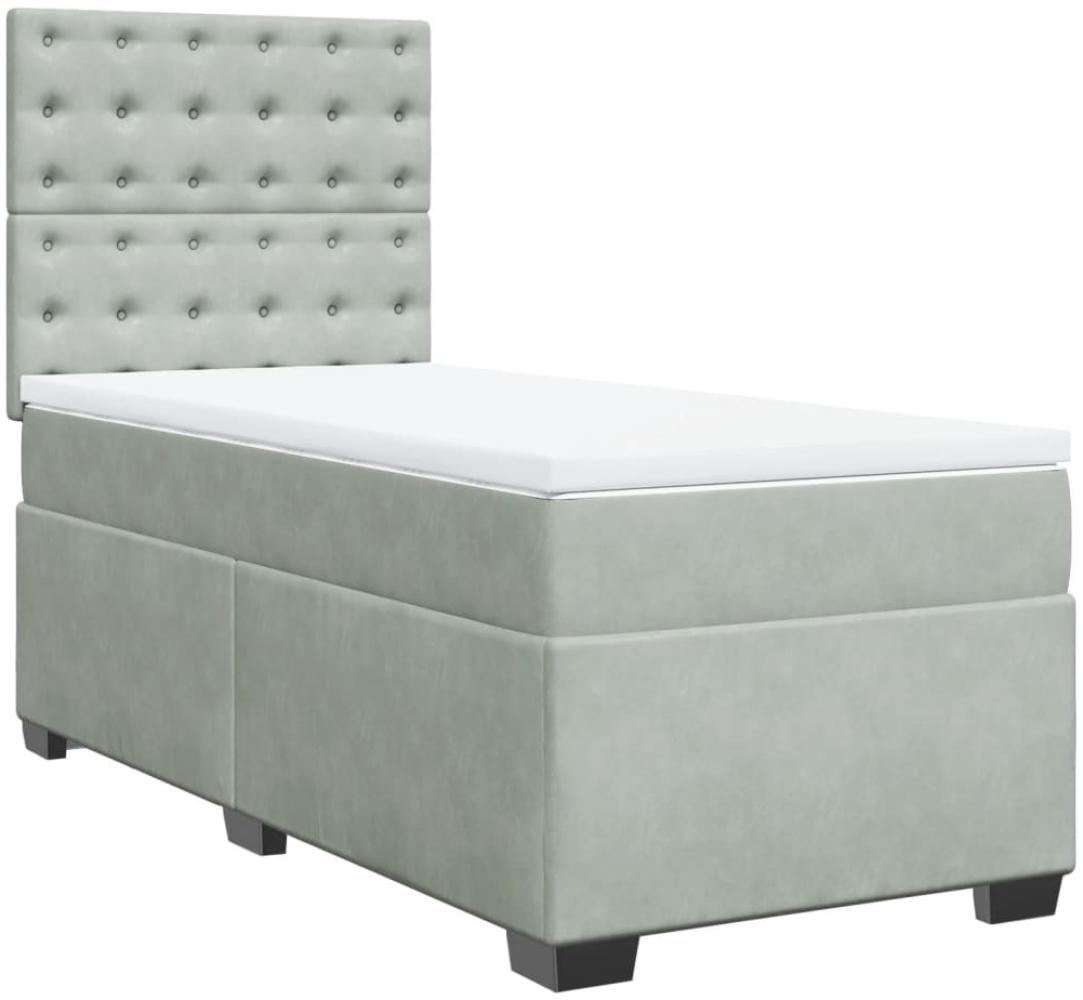 vidaXL Boxspringbett mit Matratze Hellgrau 90x190 cm Samt 3290798 Bild 1