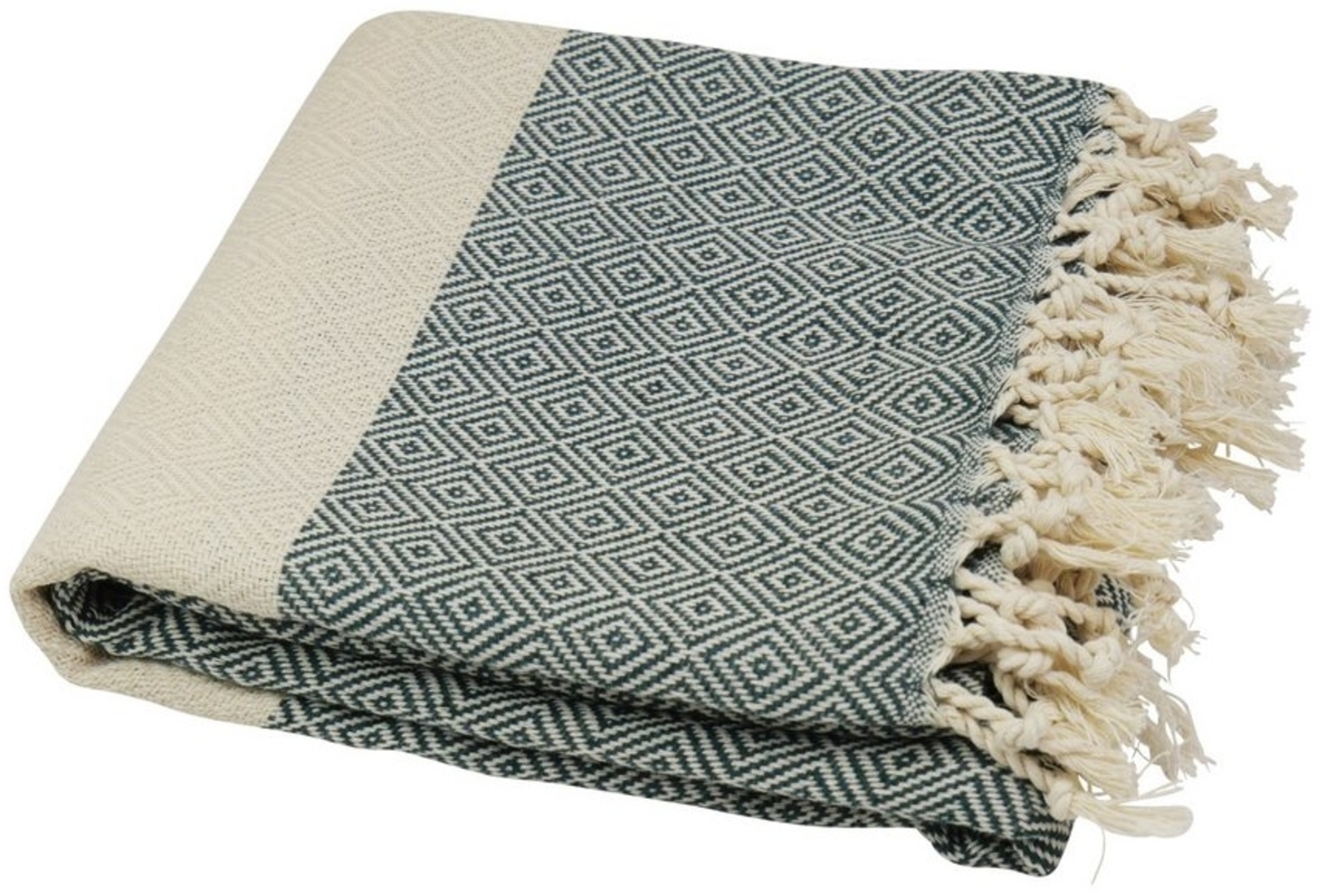 Pestemal Hamamtuch tannengrün naturbeige ca. 90x180 cm "Diamant Style" Bild 1