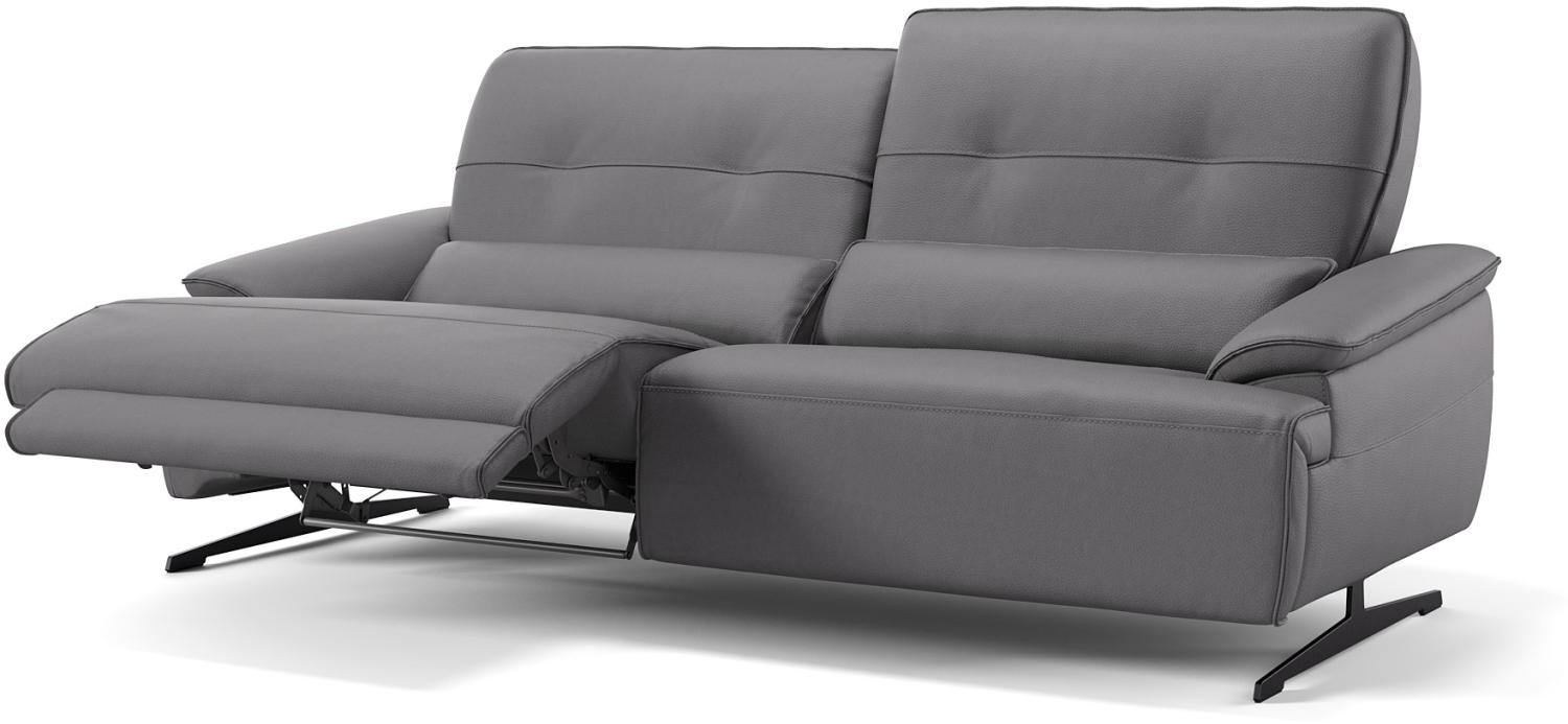 Sofanella 3-Sitzer PERLO Echtleder Designersofa Ledercouch in Grau M: 218 Breite x 101 Tiefe Bild 1