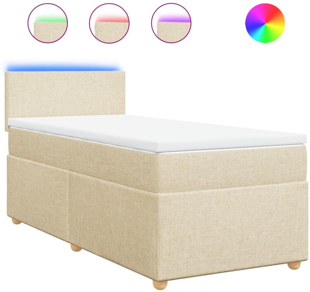 vidaXL Boxspringbett mit Matratze Creme 100x200 cm Stoff 3288889 Bild 1