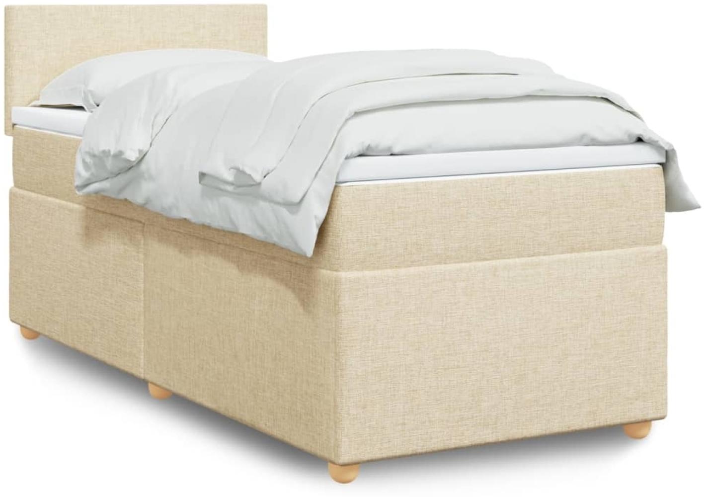 vidaXL Boxspringbett mit Matratze Creme 100x200 cm Stoff 3288889 Bild 1