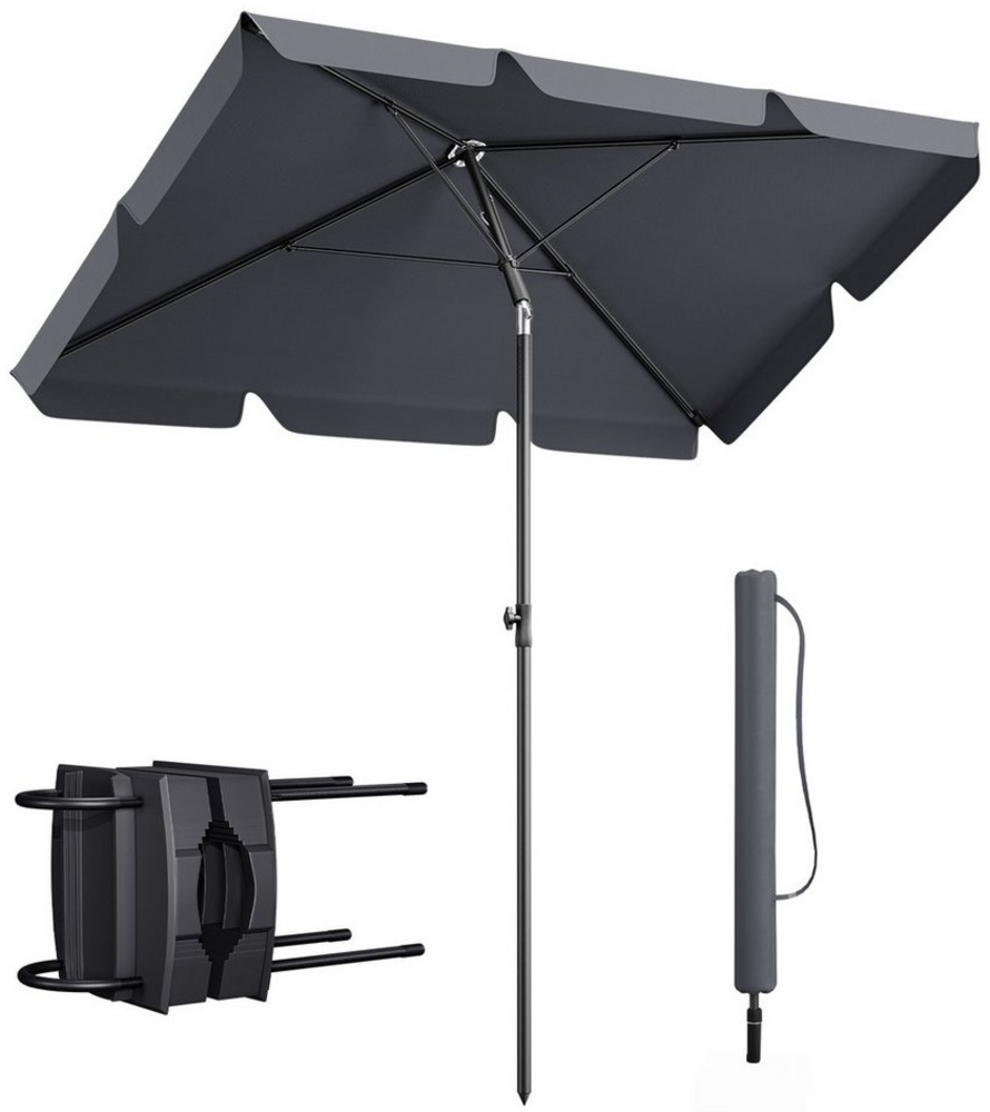 Sekey Rechteckschirm 200cm x 125cm Sonnenschirm Rechteckig Balkonschirm Neigbar, LxB: 200,00x125,00 cm, Ohne/mit Balkonschirm Halterung, UV50+ Sonnenschutz, für Terrasse Bild 1