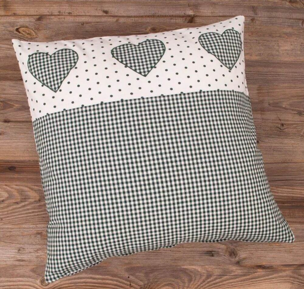 matches21 HOME & HOBBY Kissenbezüge Kissen-Bezug 50x50 cm Landhaus-Stil grün weiß Baumwolle, (1 Stück), Wohnzimmer Kissen-Hülle als Deko-Kissen Zier-Kissen Sofa-Kissen Bild 1