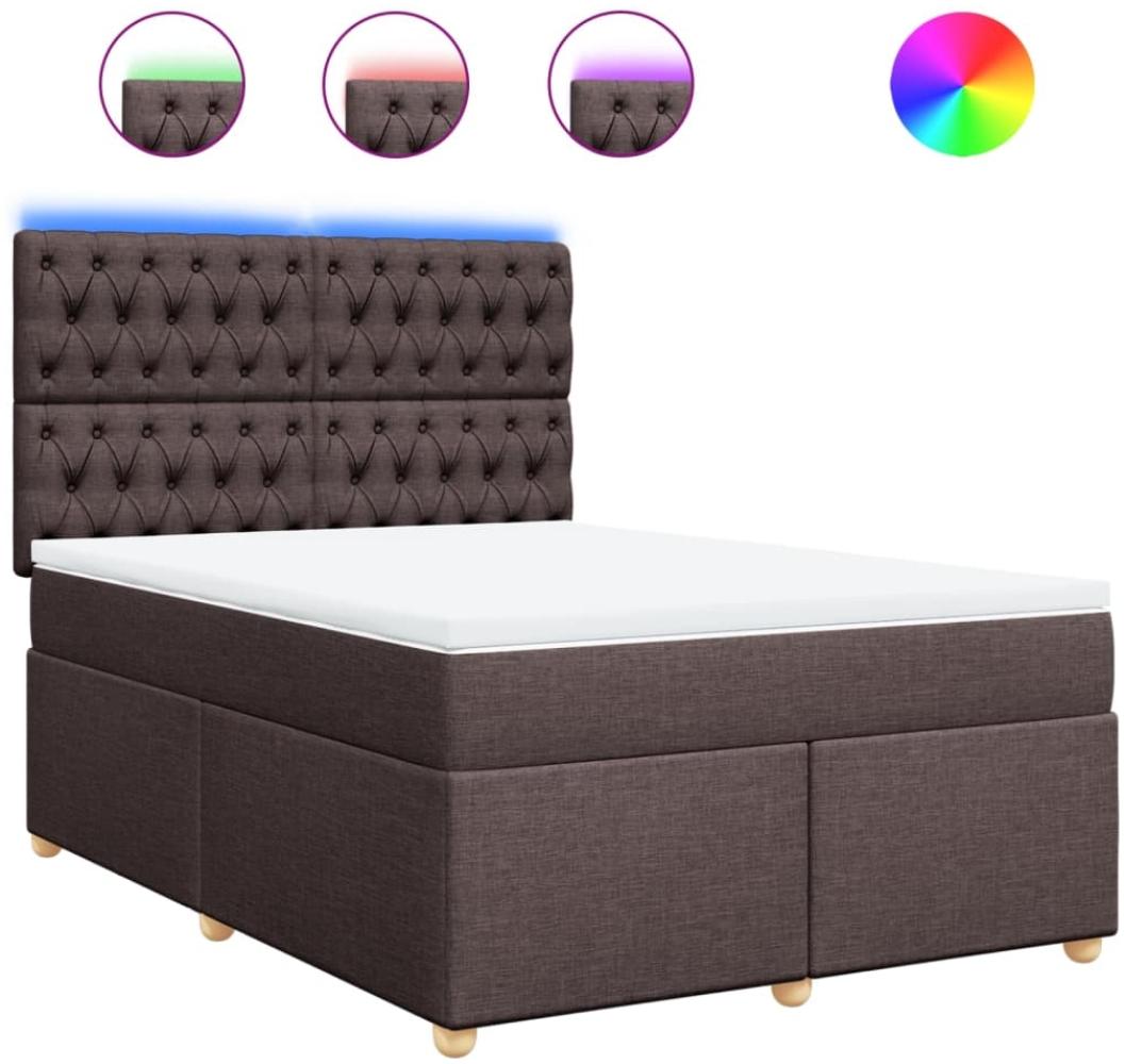 vidaXL Boxspringbett mit Matratze Dunkelbraun 140x190 cm Stoff 3293585 Bild 1