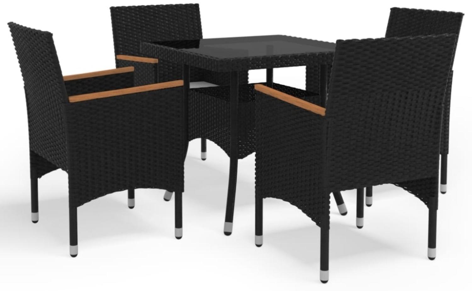 vidaXL 5-tlg. Garten-Essgruppe Schwarz Poly Rattan und Akazienholz 3058324 Bild 1