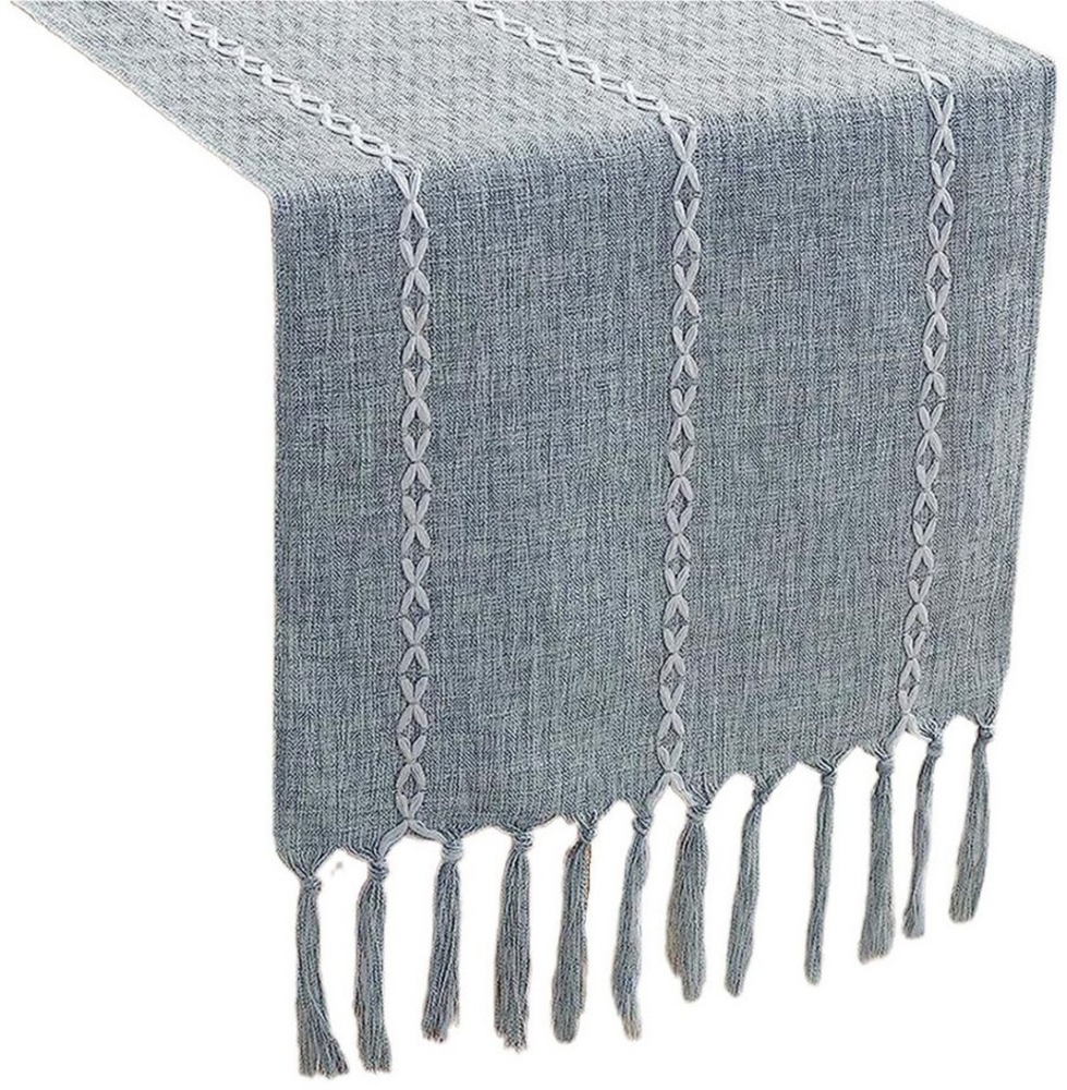 Blusmart Tischläufer Klassische Tischfahne im nordischen Stil (Tischdecke mit Quasten im Boho-Landhausstil 1-tlg, Handgefertigte Quasten, waschbar), Geeignet als Tischdekoration Bild 1