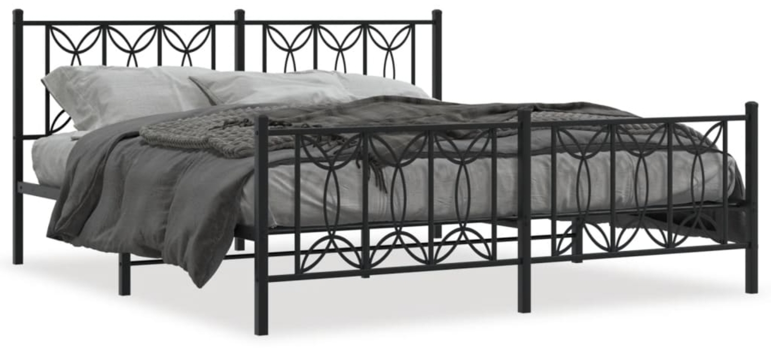 vidaXL Metallbett ohne Matratze mit Fußteil Schwarz 180x200 cm 376150 Bild 1
