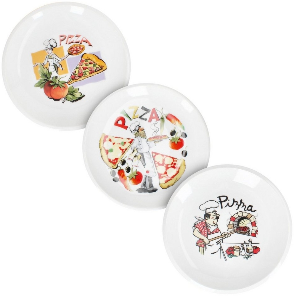 MamboCat Pizzateller 3tlg Set kleine Pizzateller Porzellan Ø20,5cm verschiedene Motive Bild 1
