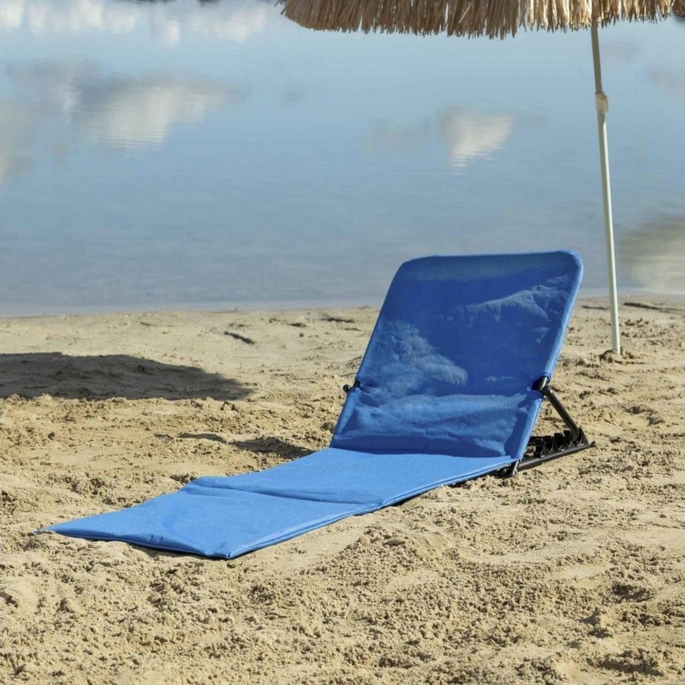 Bubble-Store Campingliege Faltbare Strandmatte (Strandliege mit 5-Fach verstellbarer Rückenlehne, Badeliege gepolstert) Strand Camping Matte mit Tragegriff, Rücklehne mit 2 Taschen Bild 1