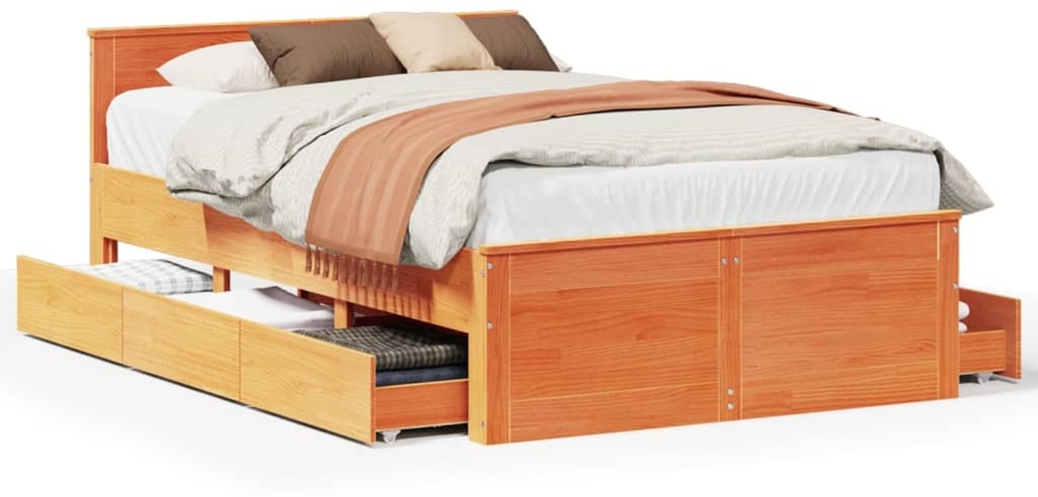 vidaXL Massivholzbett ohne Matratze mit Kopfteil Braun 120x200 cm 3308770 Bild 1