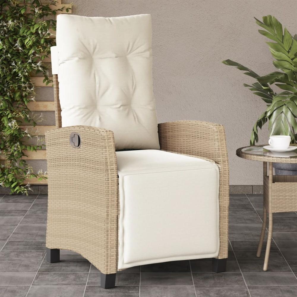 vidaXL Gartensessel mit Fußteil Verstellbar Beige Poly Rattan 365236 Bild 1