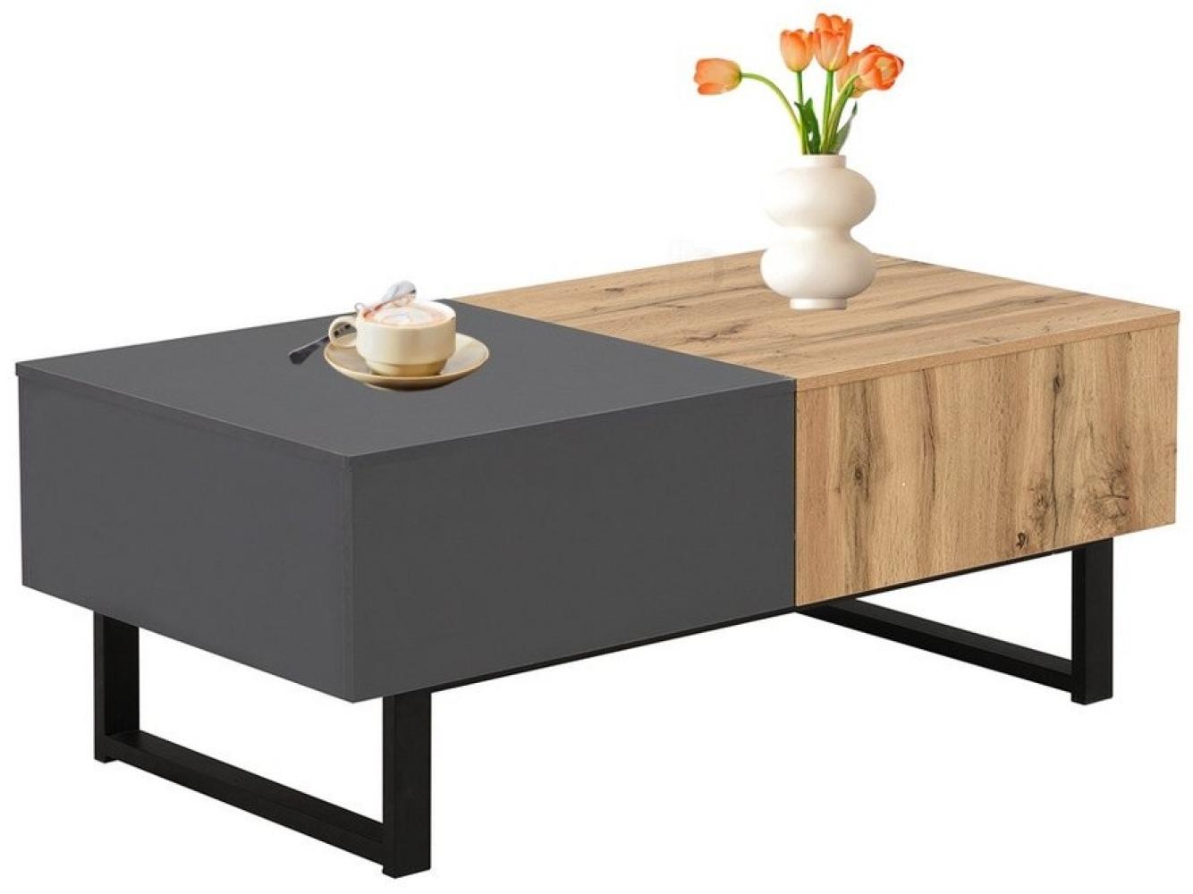 Sweiko Couchtisch Multifunktionaler verschiebbarer Couchtisch,Wohnzimmertisch (mit versteckter Aufbewahrung, 1-St, hochwertiger Holz- und Metallhalterung), 155 x 55 x 22 cm Bild 1