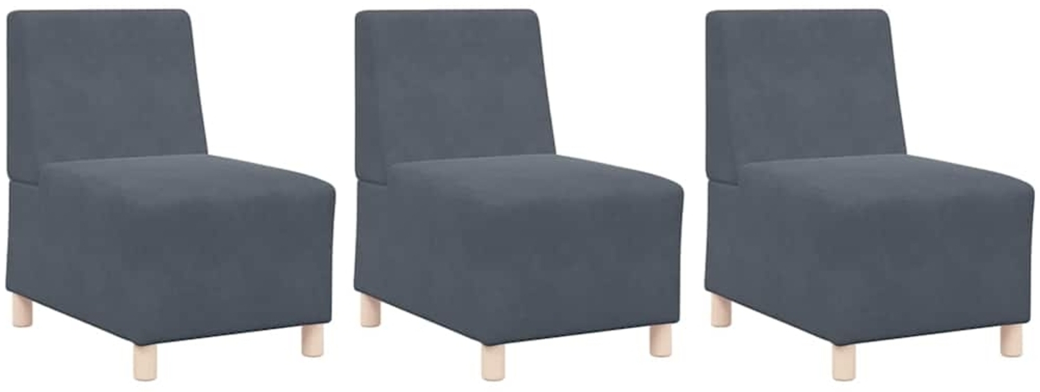 vidaXL Modulares Armfreies Sofa 3 pcs Dunkelgrau 55 x 74 x 82 cm Samt 3399804 Bild 1