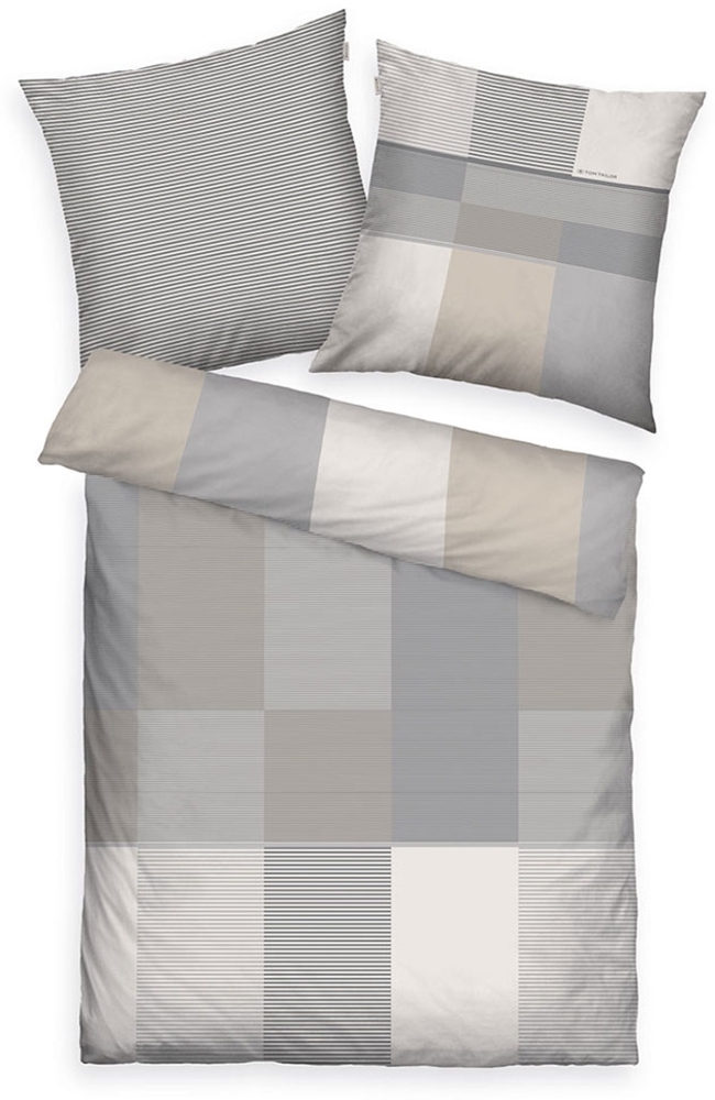 TOM TAILOR Satin-Bettwäsche 155x220 cm, Baumwolle, Beige Bild 1