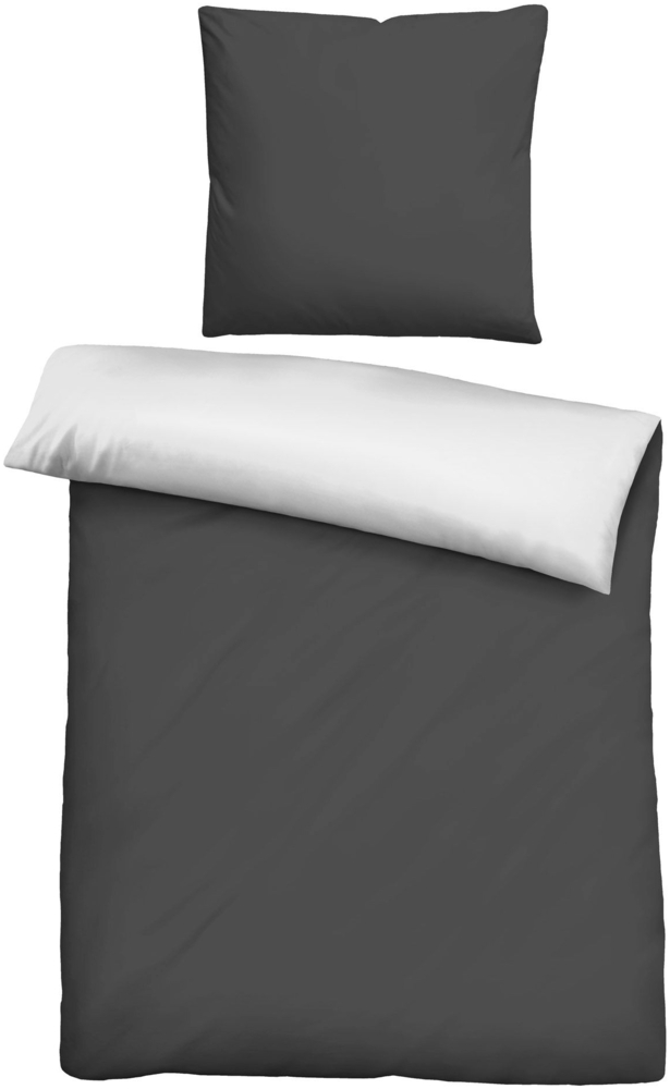 Traumhaft Schlafen - Castell - Markenbettwäsche 0560500 Microfaser Satin Bettwäsche, scharz, 1x 155x220 cm + 1x 80x80 cm Bild 1