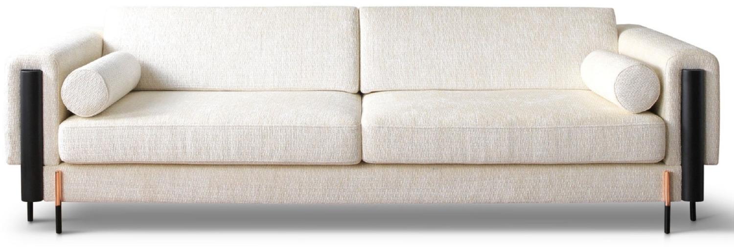 Casa Padrino Luxus Sofa Cremeweiß / Matt Schwarz / Kupfer 260 x 107 x H. 78 cm - Wohnzimmer Sofa - Hotel Sofa - Wohnzimmer Möbel - Hotel Möbel - Luxus Möbel - Luxus Einrichtung Bild 1